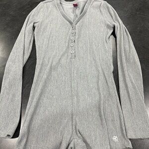 Gray Button-Up Women's Pajama Romper